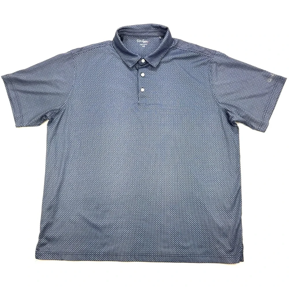 Walter Hagen Essential Shirt Men XXL Blue White All Over Print S/S Polo Golf - Picture 1 of 8